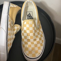 Vans slip-ons. Yellow and white checkerboard 5.5 Men 