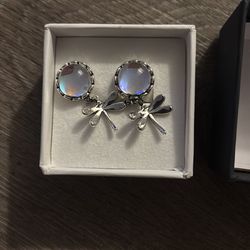 New never worn Dragon Fly sterling silver earrings