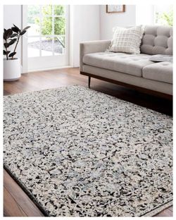 Allen Roth 5' x 8' Speckled Obsidian (Black & Gray) Medallion Area Rug - Traditional Style