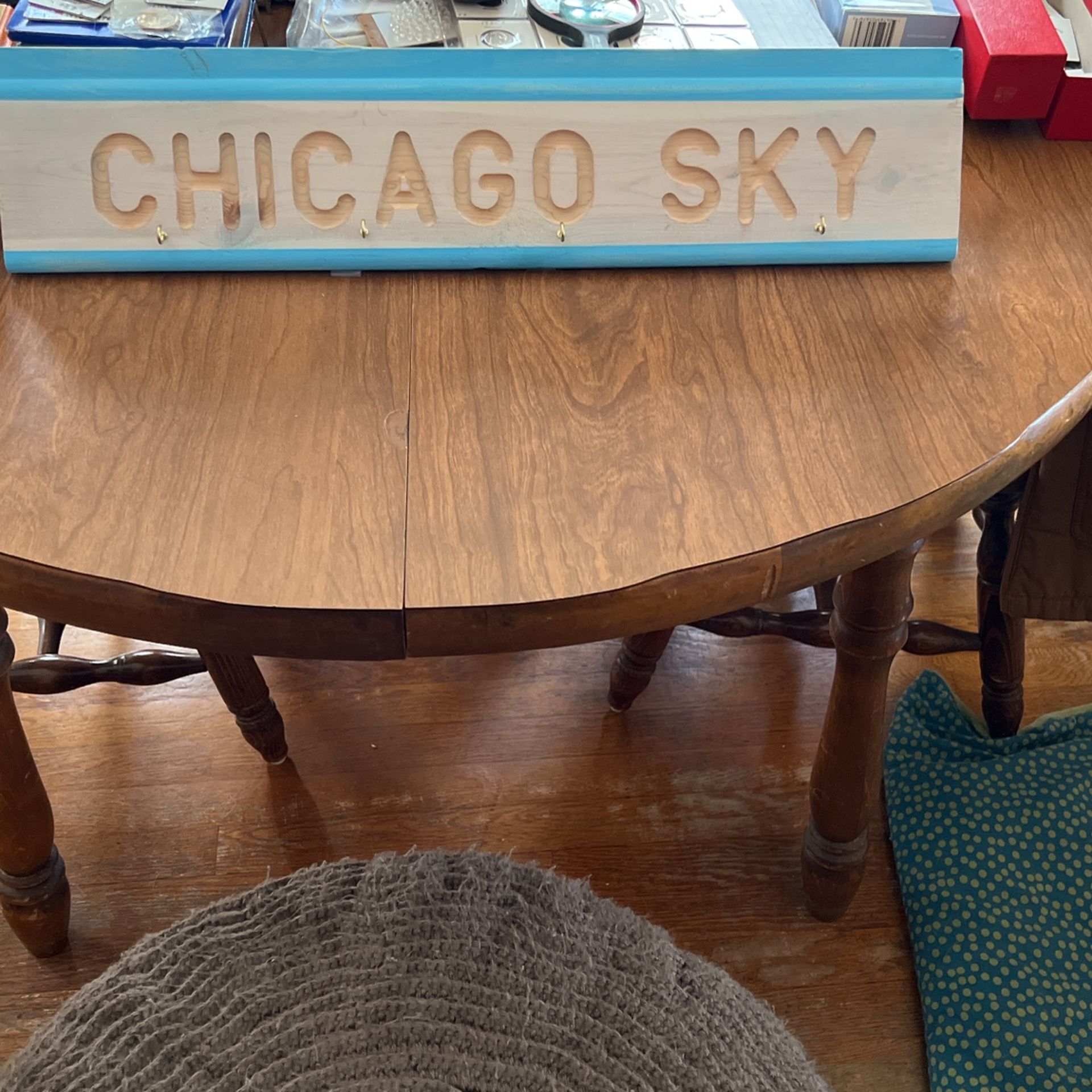 Chicago Sky Sign With Hooks For Keys Or Dog Leashes.