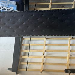 Queen Black Suede Studded Bed 