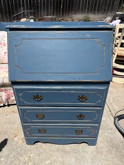 Distressed Edge Blue/Grey Secretary Desk