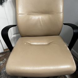 Tan Faux, Leather Office Chair