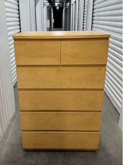 IKEA NATURAL OAK FINISH LARGE 6-DRAWER CHEST DRESSER IN NEW CONDITION DELIVERY AVAILABLE