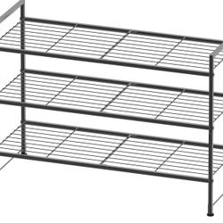  3-Tier Stackable Shoes Rack Storage Shelf, Black