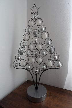Gray/White Metal Decorative Tree — Tabletop Holiday Decor