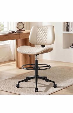 Armless Tall Swivel Drafting Chair PU Leather