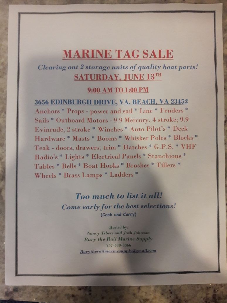 Huge Boat Parts Sale for sale