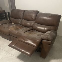Brown Leather Reclining Couch