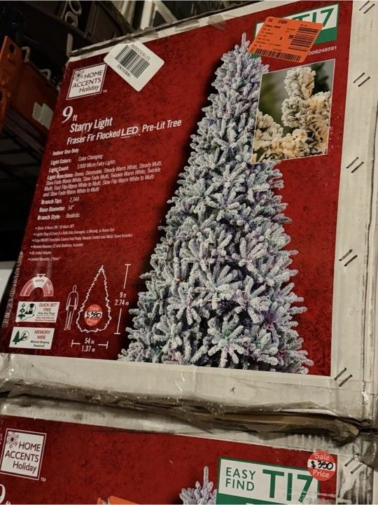 ✨️ Home Accents Holiday Starry Night Flocked Frasier Fir 9-ft LED Christmas Tree