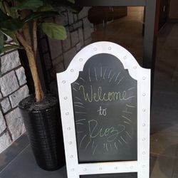 Light Up White Wooden Chalkboard Stand Sidewalk Sign