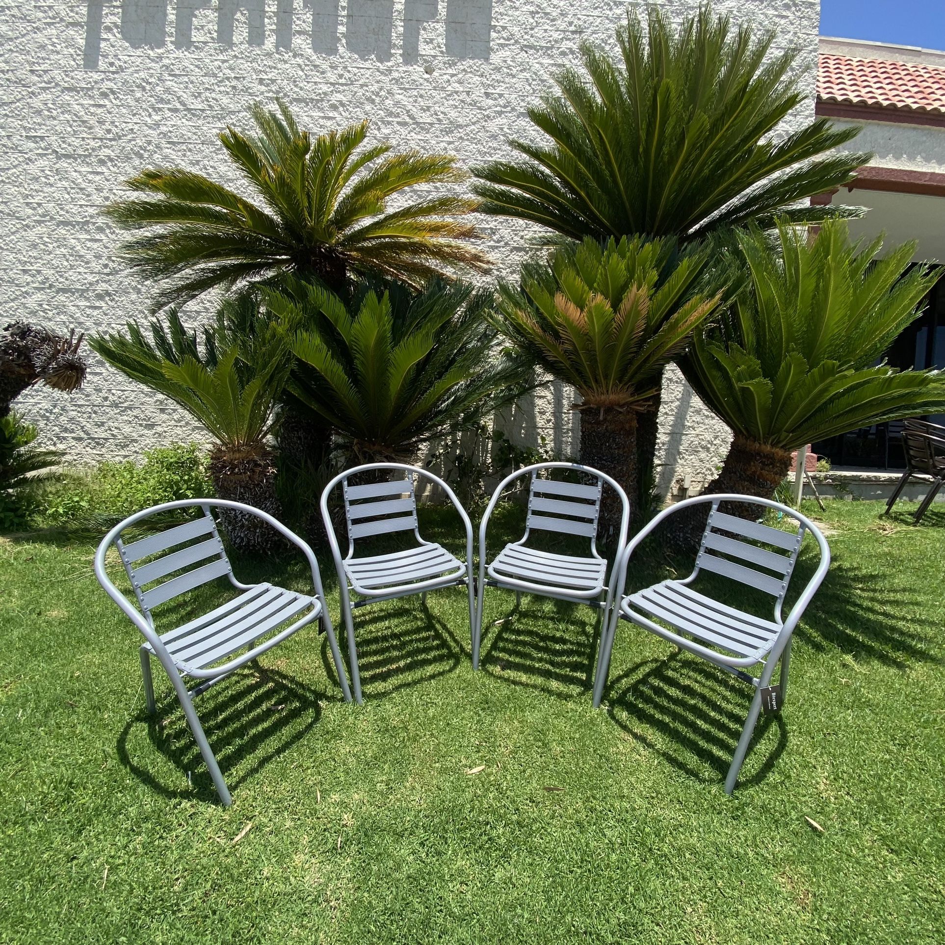 Rattan Outdoor Chairs Aluminum Silver Brown