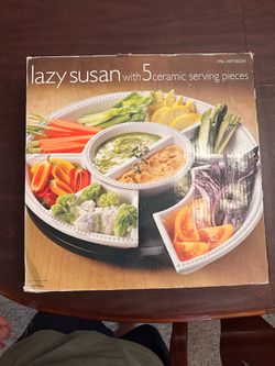 Lazy Susan with five ceramic pieces - brand new in box