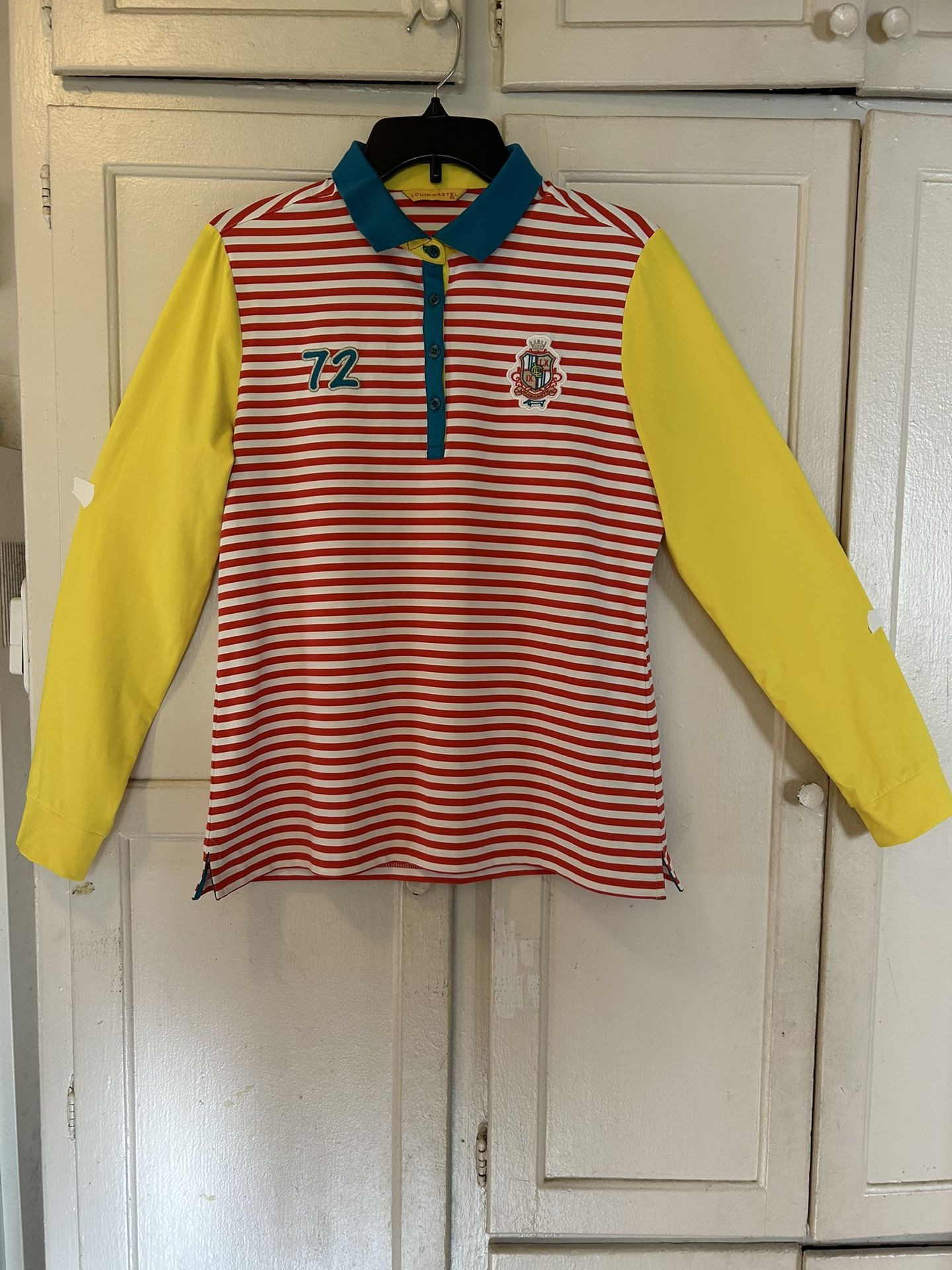 Louis Castel colorblock Striped Golf Polo Preppy Casual Sz Medium