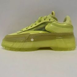NEW REEBOK CLUB C CARDI H01010 GREEN YELLOW WOMENS CLEAR SHOES SIZE 6.5