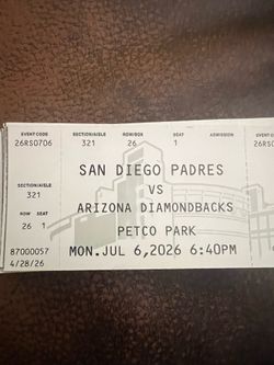 Padres vs D-Backs Tickets TONIGHT 7/6
