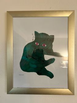 Andy Warhol Cat Print – Gold Frame