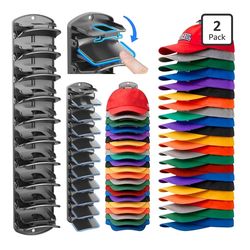 Double Capacity Hat Organizer for Baseball Caps 2 Packs - 40 Cap Storage with Spring Clips, Wall Mount Closet & Door Hat Rack Holder Hanging(Strong Ad