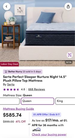 14.5” Serta Plush Queen Mattress with Bed Frame