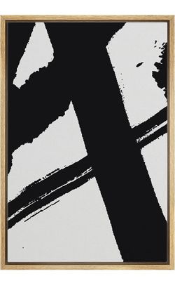 16 * 24 Inches. Ashbrook Framed wall canvas, black and white grunge line art, collage, abstract shapes, illustrations, modern, minimalist and relaxing