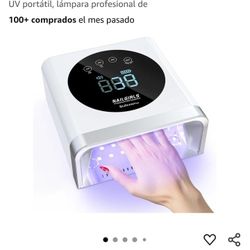 Lampara de ufas LED UV recargable
inalambrica, luz UV de 150 W para ufas de gel, lamparas
de uñas para esmalte de gel con 4 ajustes de tiempo, luz
UV 