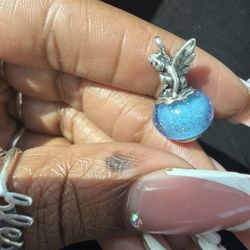 Retired James Avery Heavenly Angel 👼 Blue Finial Glass Charm Sterling Silver