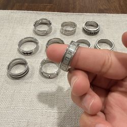 FAXHION Stainless Steel Ring Set – Size 6, 11PCS (5 Fidget + 6 Regular) for Men
