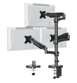 Ergofocus Triple Monitor Desk Mount for Computer Screens up to 32", Holds up to 19.8 lbs Each, 3 Monitor Arm, Heavy Duty Stand Vesa Mount 75x75, 100x1
