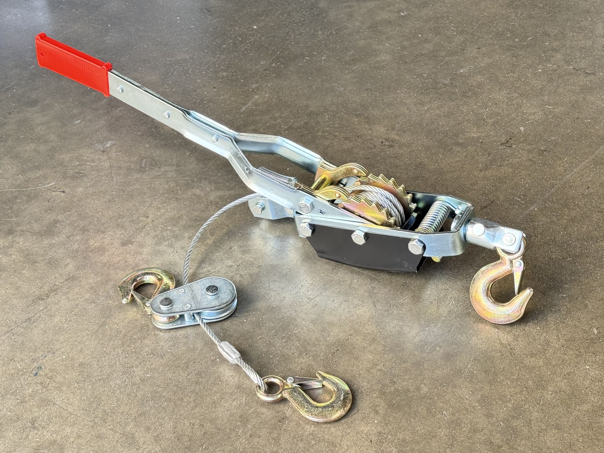 4 Ton Come Along Winch, 8,000 lbs Pulling Capacity, 10ft Steel Cable,3 Hooks, Heavy Duty Power Puller Tool with Dual Gears,Hand Winch Cable, A