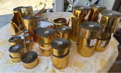 110lb Lot of 53 Gold Leaf Rolls All Different Sizes AMAZING DEAL!! $250 for all or $5 per roll