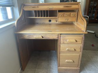 Roller Top Wooden Desk