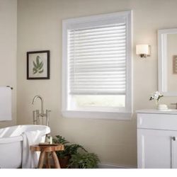 Home Decorators Collection White Cordless Faux Wood Blinds for Windows with 2 in. Slats - 59 in. W x 48 in. L (Actual Size 58.5 in. W x 48 in. L)