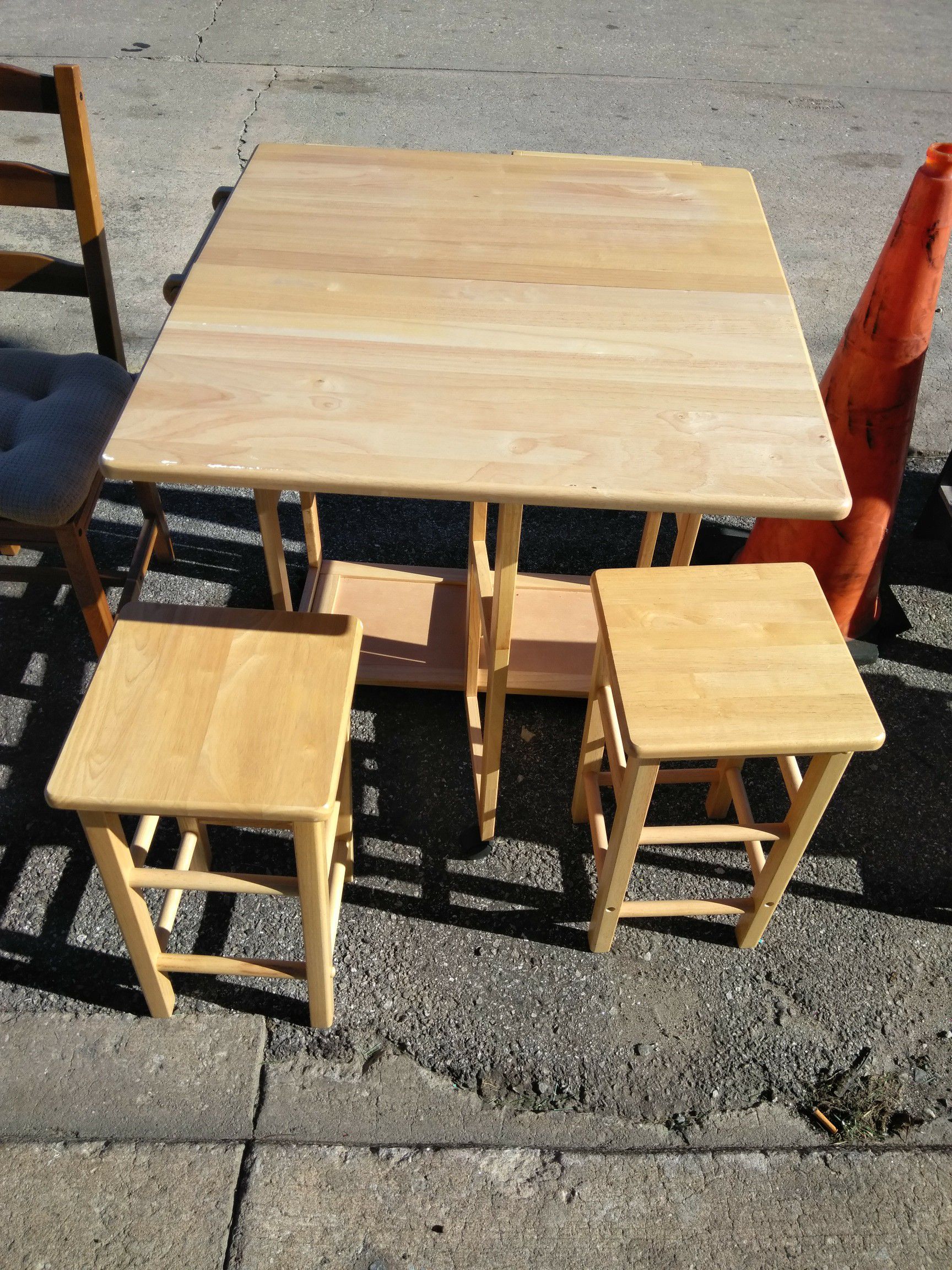 Folding Table 2 Wooden Stools