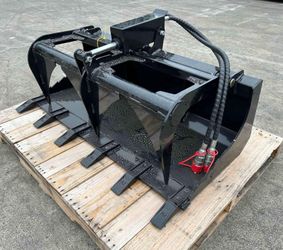 ABOSS Mini Skid Steer Hydraulic Grab Bucket / Stump Grapple Attachment, Fits Mini Loaders, Unused
