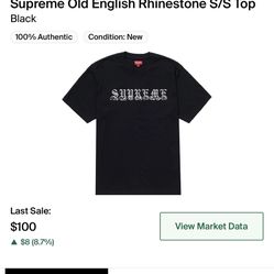 Supreme Old English Rhinestone T-shirt Size Xl