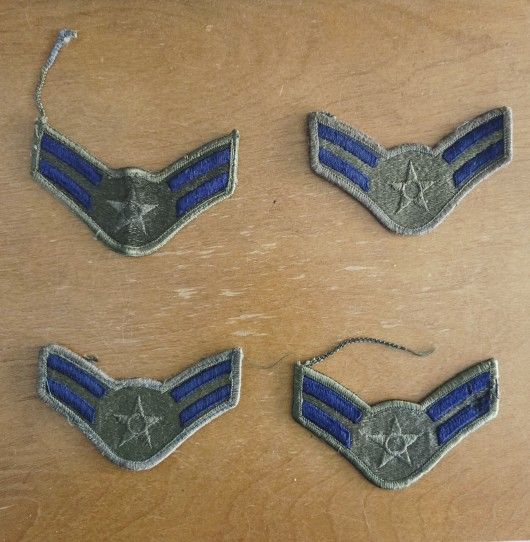 US Air Force Military Airman First Class Patch 4" Green & Blue Lot Of 4