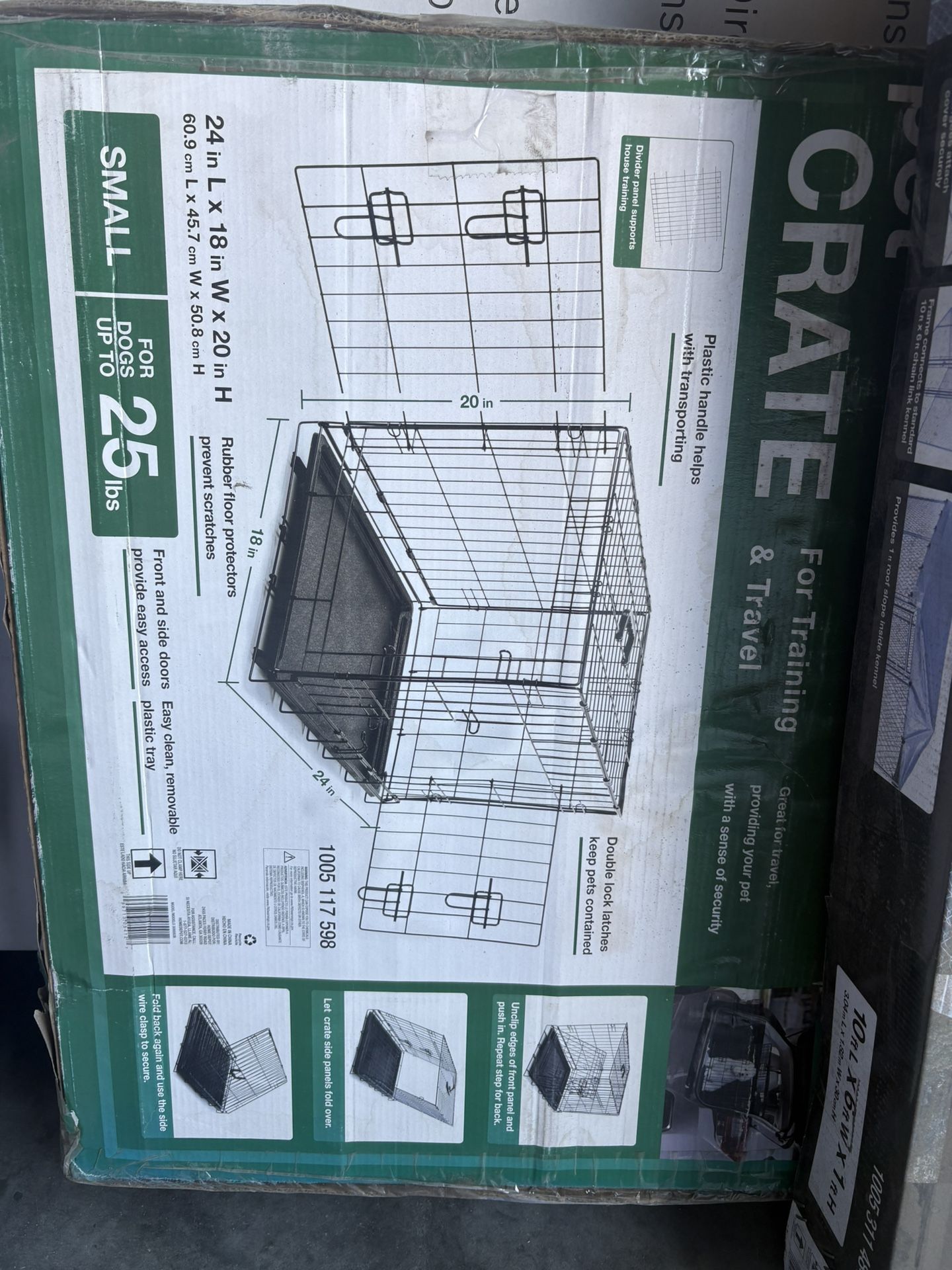 24 in. D x 20 in. H x 18 in. W Small Collapsable Dog Crate Kennel