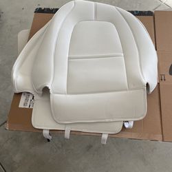 Basenor  Tesla Model 3 Model Y Model S Model X LR/Plaid Leather Seat Back Kick Protectors Kick Mats White Set of 2