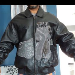 Vintage Pelle Pelle 100% Leather Thinsulated Black Design Jacket size 50