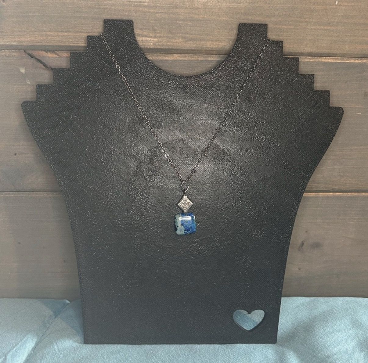 Silver Tone Blue Pendant Necklace