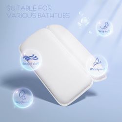 Spa Bath Pillow, Thick Bathtub Pillow Suitable for Shoulder and Neck Support,15.3x12.2 Inches (About 39x31cm) 7 Suction Cup Headrests, with gift Exfol