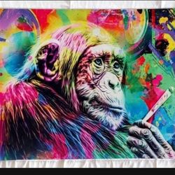 NEW! Colorful Trippy Smoking Monkey, 16 x 24 XL Gaming Mat/Mouse Pad or Bath Mat, Non-slip back