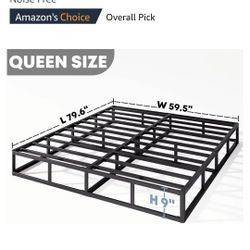 Box-Spring-Queen, 9 inch Metal Queen Box Spring Only, Heavy Duty Queen Size Box Spring with Fabric Cover, Easy Assembly, Non Slip, Noise Free

