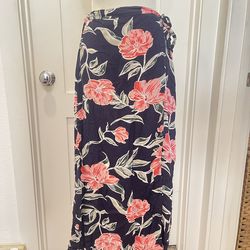 Navy Floral Wrap Skirt