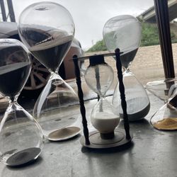 Set Of 5 Glass Sand Hourglasses