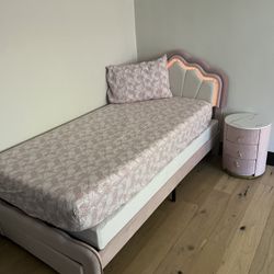 Bed And Side Table ( Mattress Not Included )