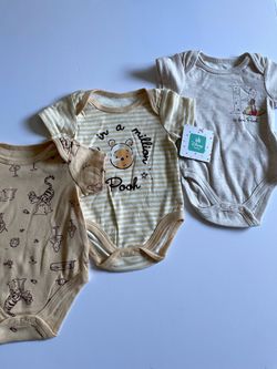 3-6M Gender Neutral Disney Baby Winnie the Pooh & Tigger 3 Pack Bodysuits Unisex