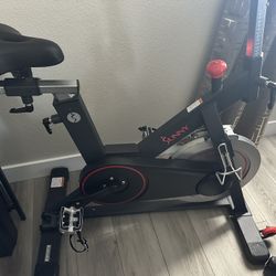 Sunny Health & Fitness Magnetic Exercise Bike, 44LB Flywheel & 300LB Weight Capacity for Intensive Home Workout, Indoor Cardio Training w/4-Way Adjust