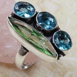 Handmade 925 Sterling Silver Plated Gemestone Rings Size 6