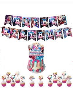 Harley Quinn Birthday Party Decoration Set